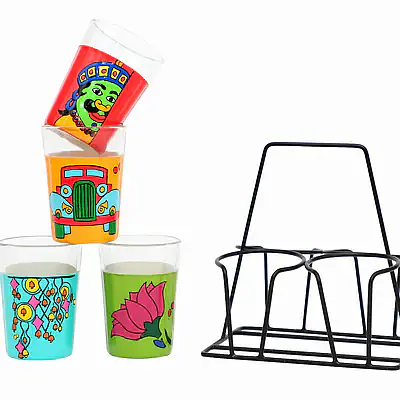 Tapri Glasses - Lotus,Wind Chai,Clasic Car,Ali Baba. - Master