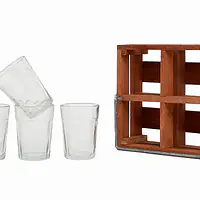 Tapri Glasses - Country Wood Stand With 4 Glasses - Master
