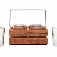 Tapri Glasses - Country Wood Stand With 4 Glasses - Master