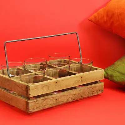 Cutting Chai glasses with Raw wood stand - Master