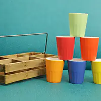 Cutting Chai-Raw wood stand with ceramic glasses - Master