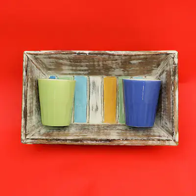 Wooden Tray with 2 ceramic glasses - Master