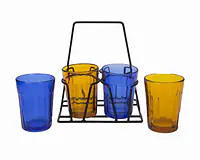 Tapri Glasses - Rang Barse - Set of 4 ( Blue , Brown ) - Master