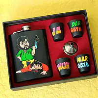 Hip Flask with Shot Glasses - Sholay Gabbar - Master