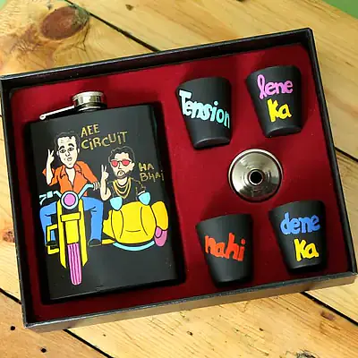 Hip Flask with Shot Glasses - Munna Bhai - Master