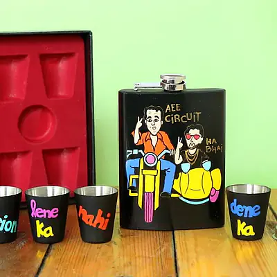 Hip Flask with Shot Glasses - Munna Bhai - Master