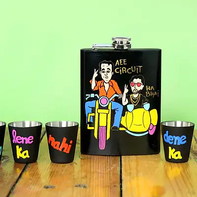 Hip Flask with Shot Glasses - Munna Bhai - Master