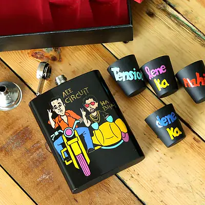 Hip Flask with Shot Glasses - Munna Bhai - Master