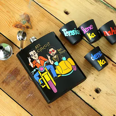 Hip Flask with Shot Glasses - Munna Bhai - Master