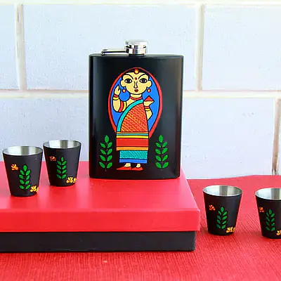 Hip Flask with Shot Glasses - Bengali Babushka - Master