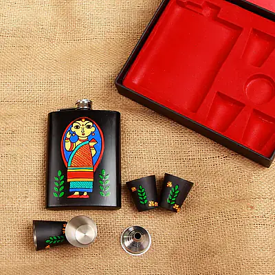 Hip Flask with Shot Glasses - Bengali Babushka - Master