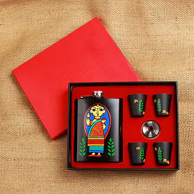 Hip Flask with Shot Glasses - Bengali Babushka - Master