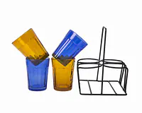 Tapri Glasses - Rang Barse - Set of 4 ( Blue , Brown ) - Master