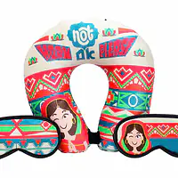 Neck Pillows & Eye Masks Combo - ( Two Eye Masks ) - Horn Not Ok Please - Master