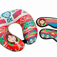 Neck Pillows & Eye Masks Combo - ( Two Eye Masks ) - Horn Not Ok Please - Master