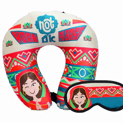 Neck Pillow & Eye Mask Combo -  Horn Not Ok Please - Master
