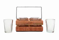 Tapri Glasses - Country Wood Stand With 4 Glasses - Master