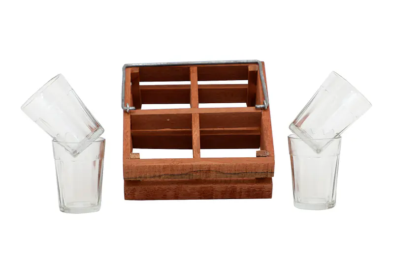 Tapri Glasses - Country Wood Stand With 4 Glasses - Master