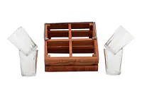 Tapri Glasses - Country Wood Stand With 4 Glasses - Master