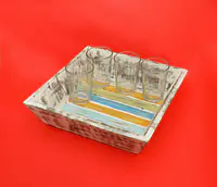Upcycled Wooden Tray with 4  glasses - Master