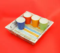 Upcycled Wooden Tray with 4 ceramic glasses - Master