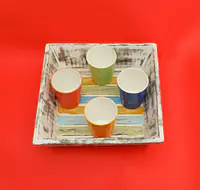 Upcycled Wooden Tray with 4 ceramic glasses - Master