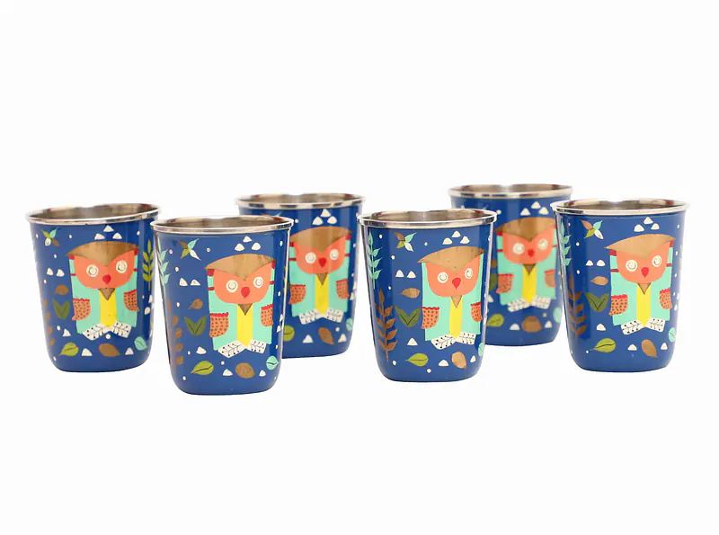 Steel Tumbler Small-Owl Tie Blue ( set of 6 ) - Master