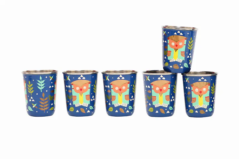 Steel Tumbler Small-Owl Tie Blue ( set of 6 ) - Master