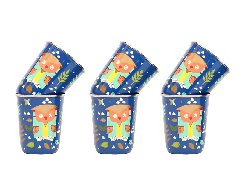 Steel Tumbler Small-Owl Tie Blue ( set of 6 ) - Master