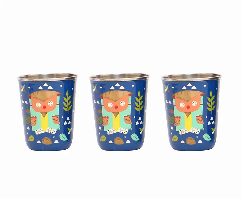 Steel Tumbler Small-Owl Tie Blue ( set of 3 ) - Master