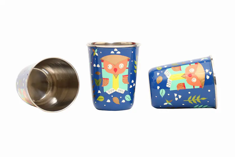 Steel Tumbler Small-Owl Tie Blue ( set of 3 ) - Master