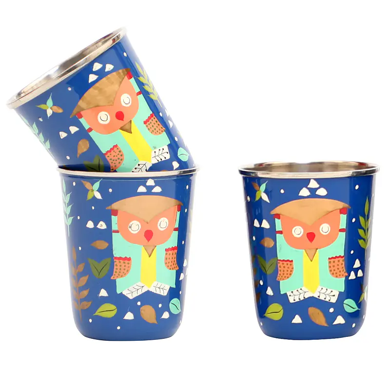 Steel Tumbler Small-Owl Tie Blue ( set of 3 ) - Master