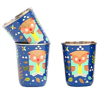 Steel Tumbler Small-Owl Tie Blue ( set of 3 ) - Master
