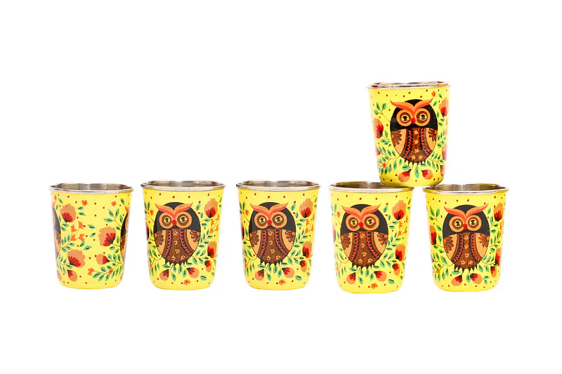 Steel Tumbler Small-Owl Eye Yellow ( set of 6 ) - Master