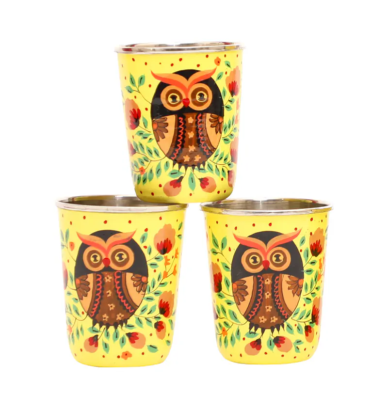 Steel Tumbler Small-Owl Eye Yellow  ( set of 3 ) - Master
