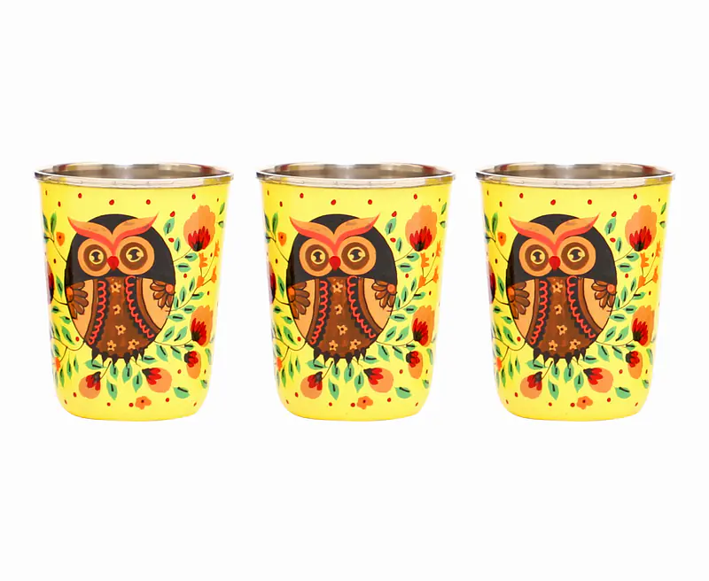 Steel Tumbler Small-Owl Eye Yellow  ( set of 3 ) - Master
