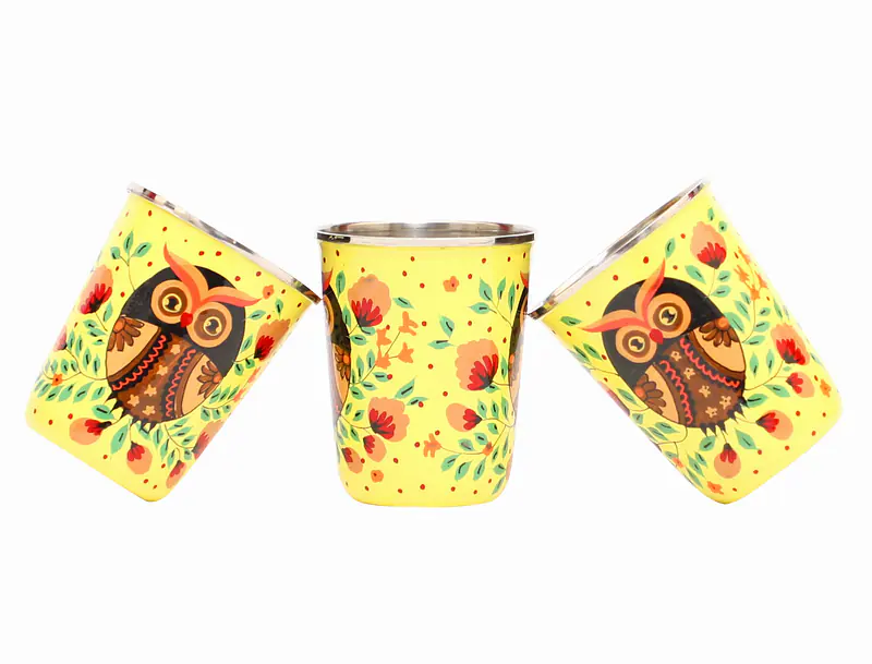 Steel Tumbler Small-Owl Eye Yellow  ( set of 3 ) - Master