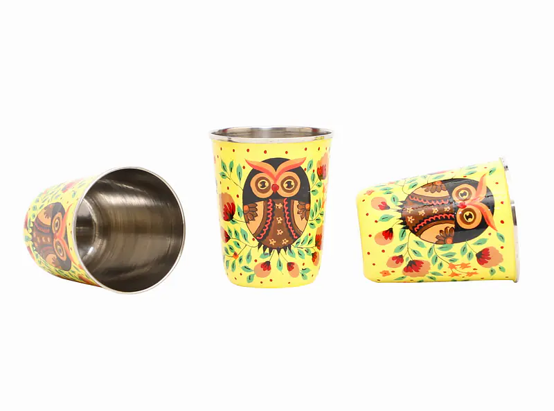 Steel Tumbler Small-Owl Eye Yellow  ( set of 3 ) - Master