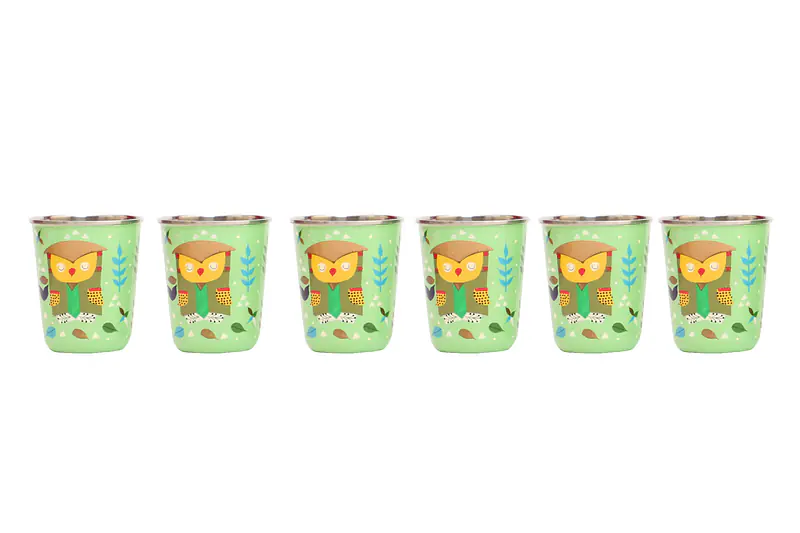 Steel Tumbler Small-Owl Tie Green ( set of 6 ) - Master