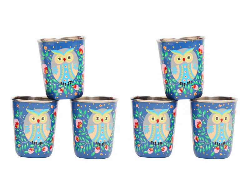 Steel Tumbler Small-Owl Eye Blue ( set of 6 ) - Master