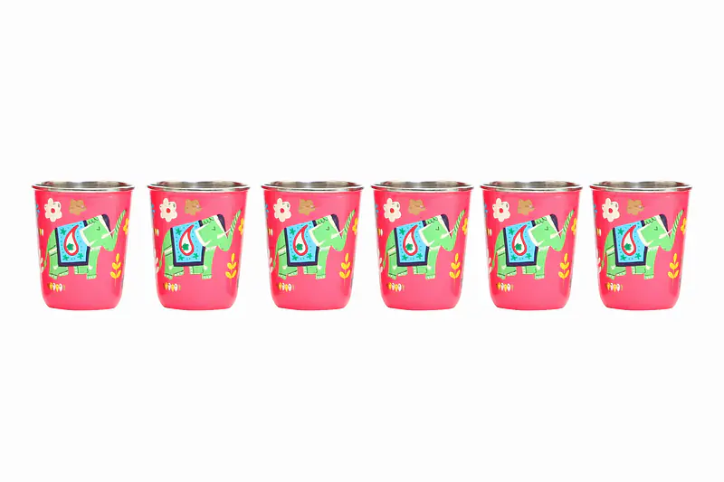 Steel Tumbler Small-ELEPHANT STAR-Pink ( set of 6 ) - Master