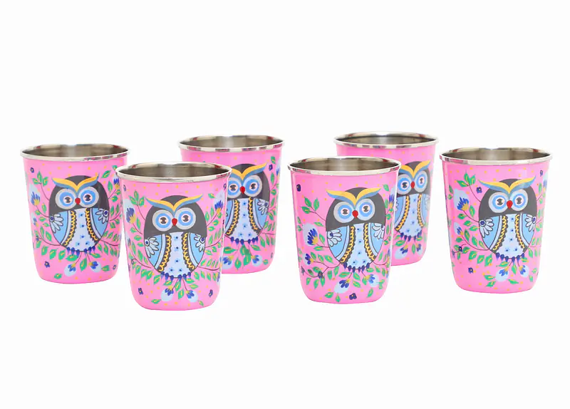 Steel Tumbler Small-Owl Eye Pink ( set of 6 ) - Master