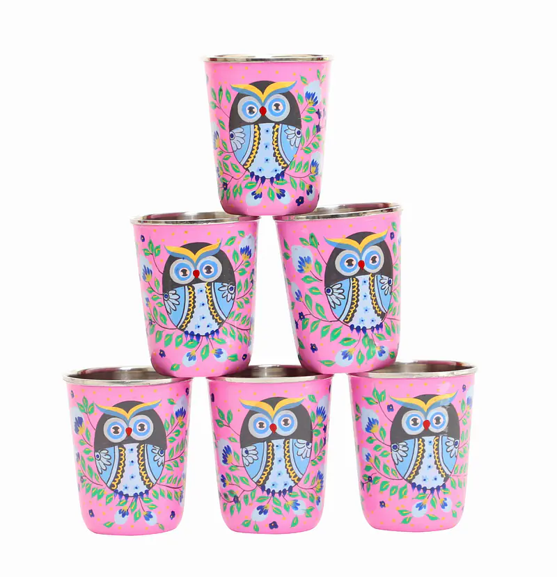 Steel Tumbler Small-Owl Eye Pink ( set of 6 ) - Master