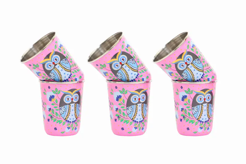 Steel Tumbler Small-Owl Eye Pink ( set of 6 ) - Master