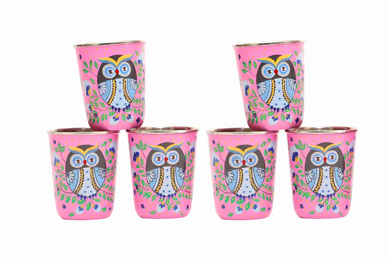 Steel Tumbler Small-Owl Eye Pink ( set of 6 ) - Master