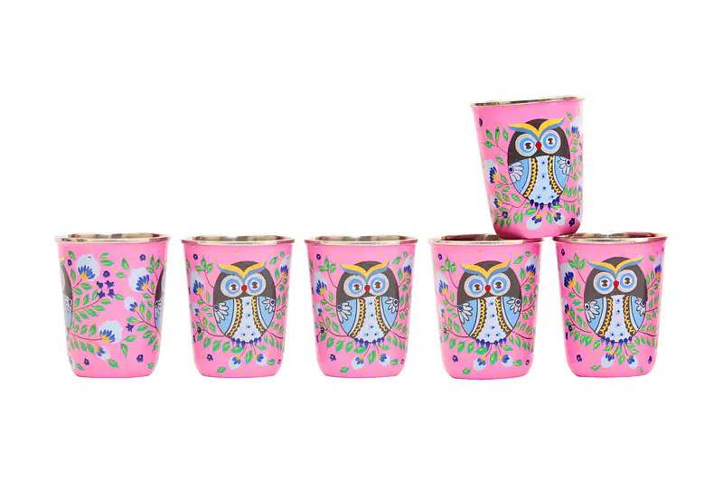 Steel Tumbler Small-Owl Eye Pink ( set of 6 ) - Master
