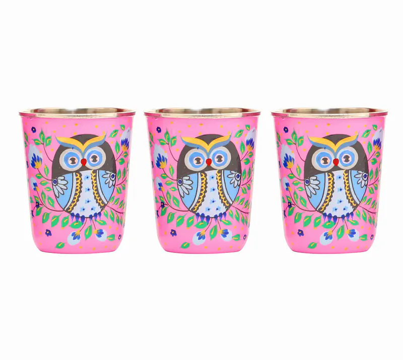 Steel Tumbler Small-Owl Eye Pink  ( set of 3 ) - Master