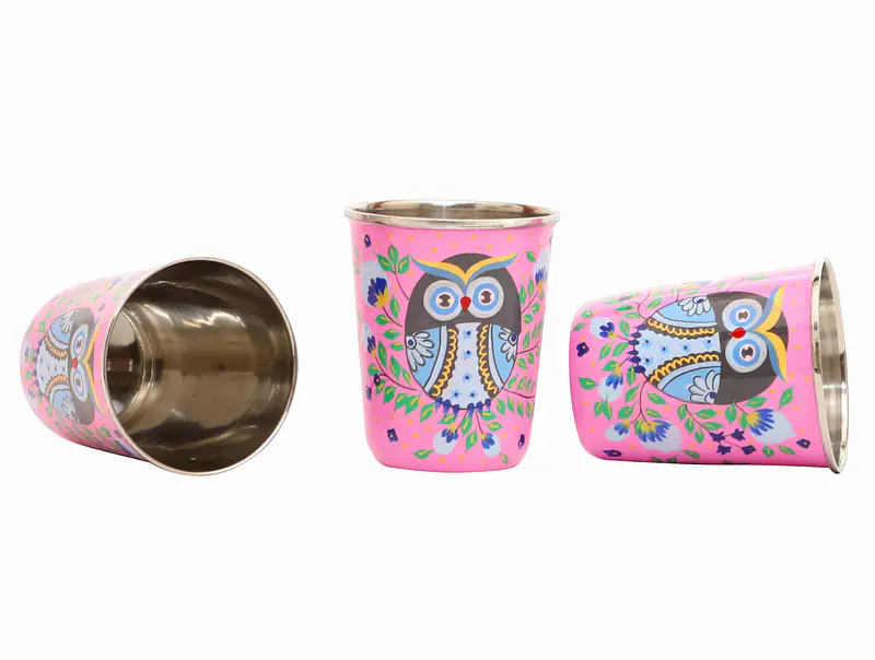 Steel Tumbler Small-Owl Eye Pink  ( set of 3 ) - Master