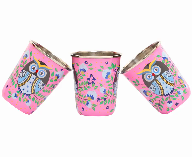 Steel Tumbler Small-Owl Eye Pink  ( set of 3 ) - Master