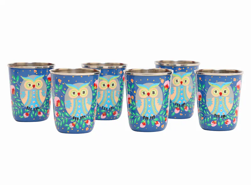 Steel Tumbler Small-Owl Eye Blue ( set of 6 ) - Master